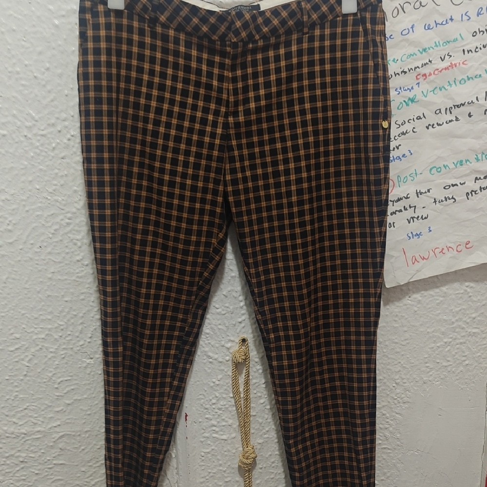Scotch & Soda Tan and Black Checkered Chinos